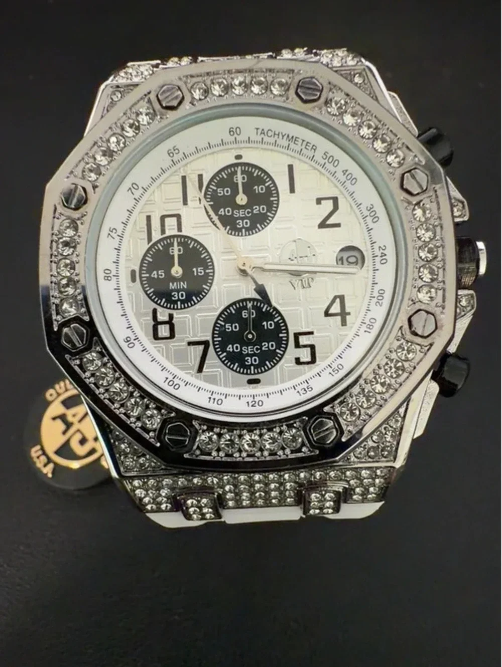 AJ VIP Silver-Tone Crystal Watch 43 mm Brand New